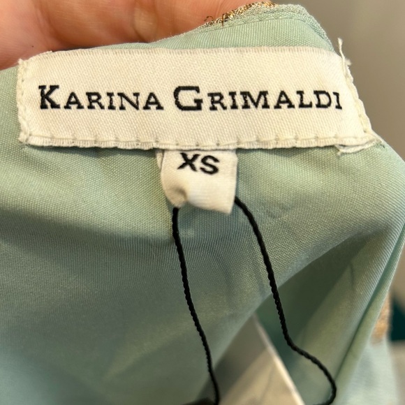 KARINA GRIMALDI X Revolve Letizia Metallic Midi One Shoulder Dress In Sage - Picture 7 of 7